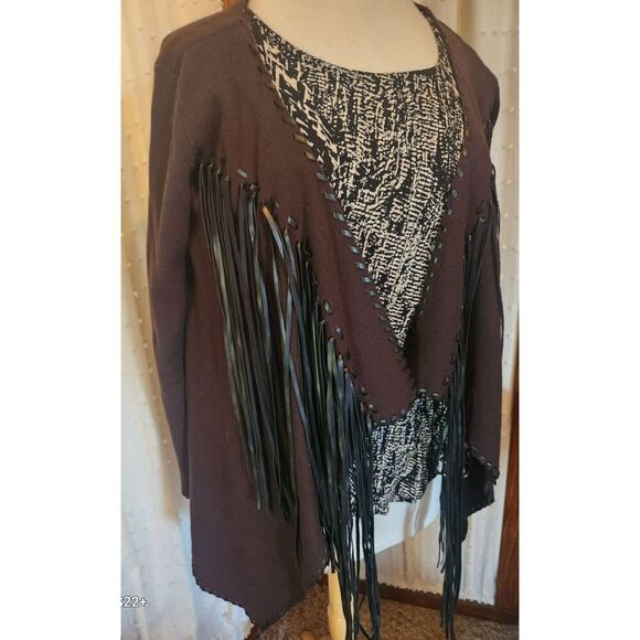 J45  Ariat Western sweater cardigan with fringe - Picture 1 of 14
